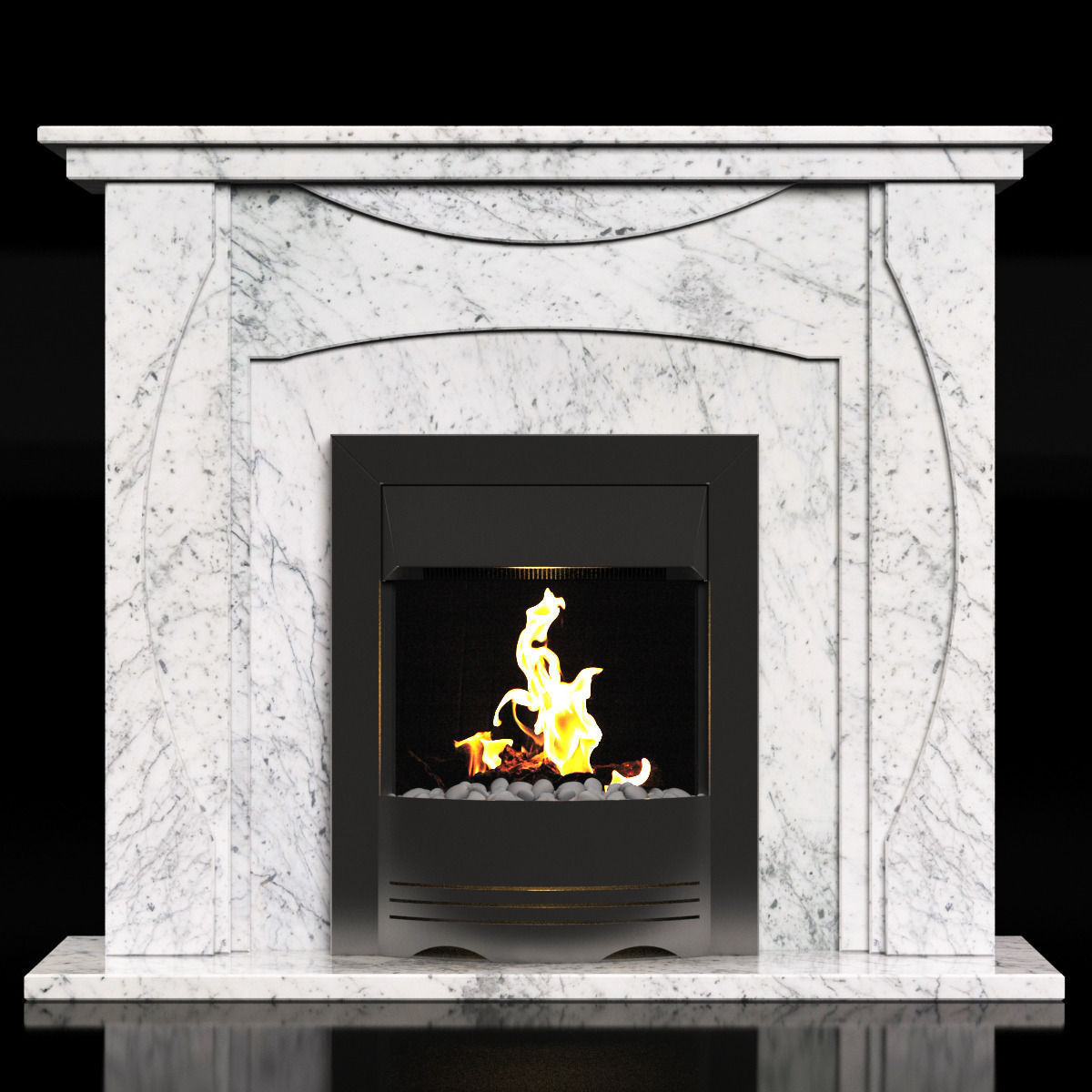 marble modern fireplace 3D model_2