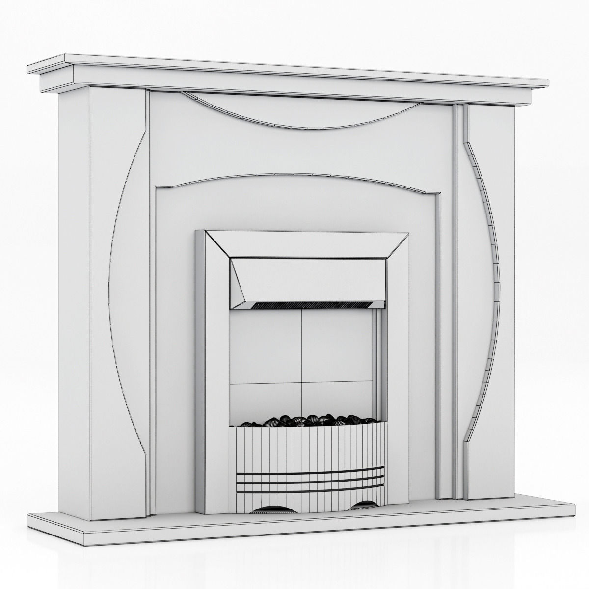 marble modern fireplace 3D model_4