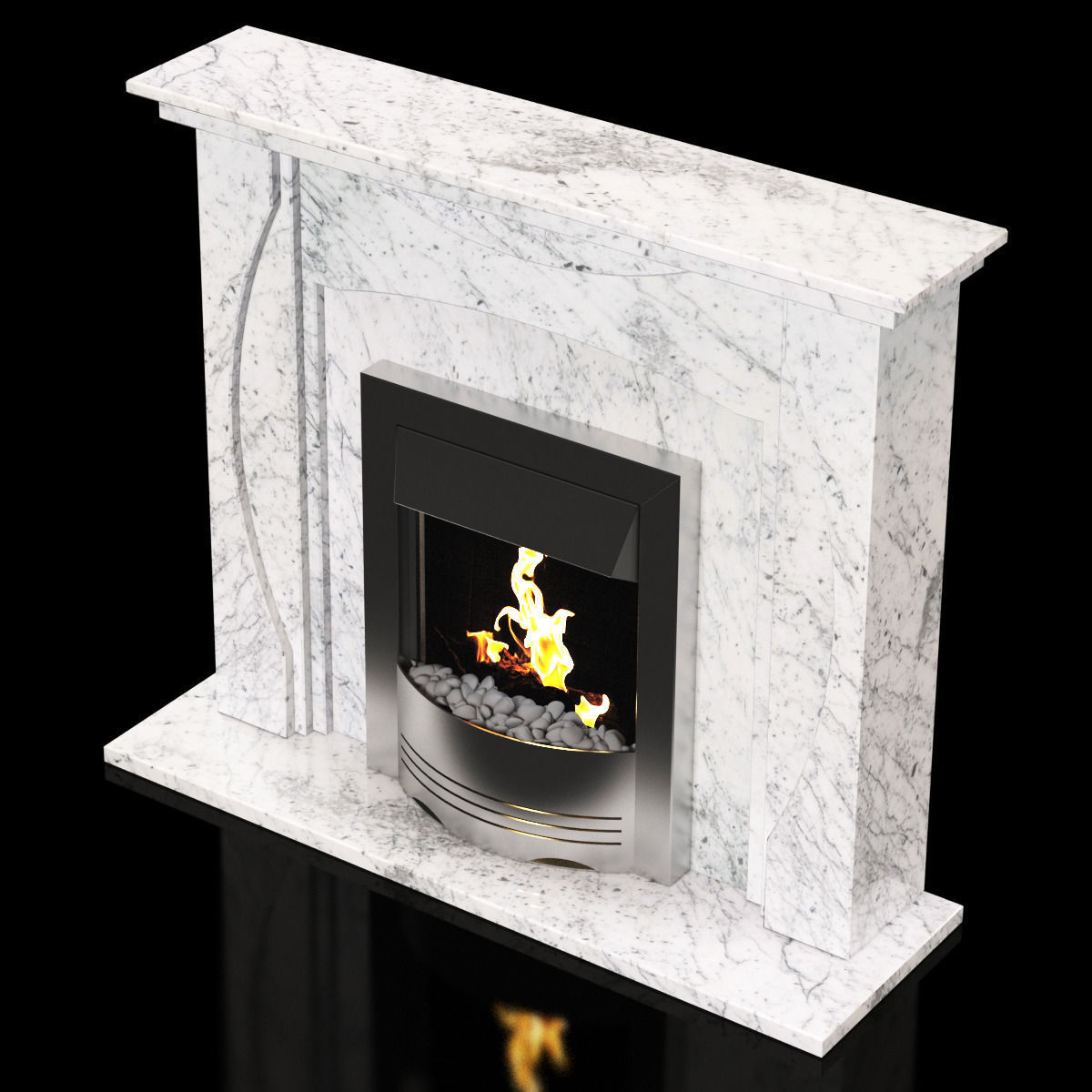 marble modern fireplace 3D model_1