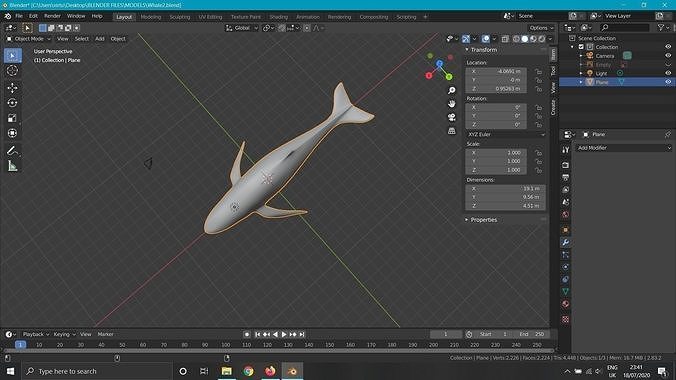 Whale low poly shark Free 3D model
