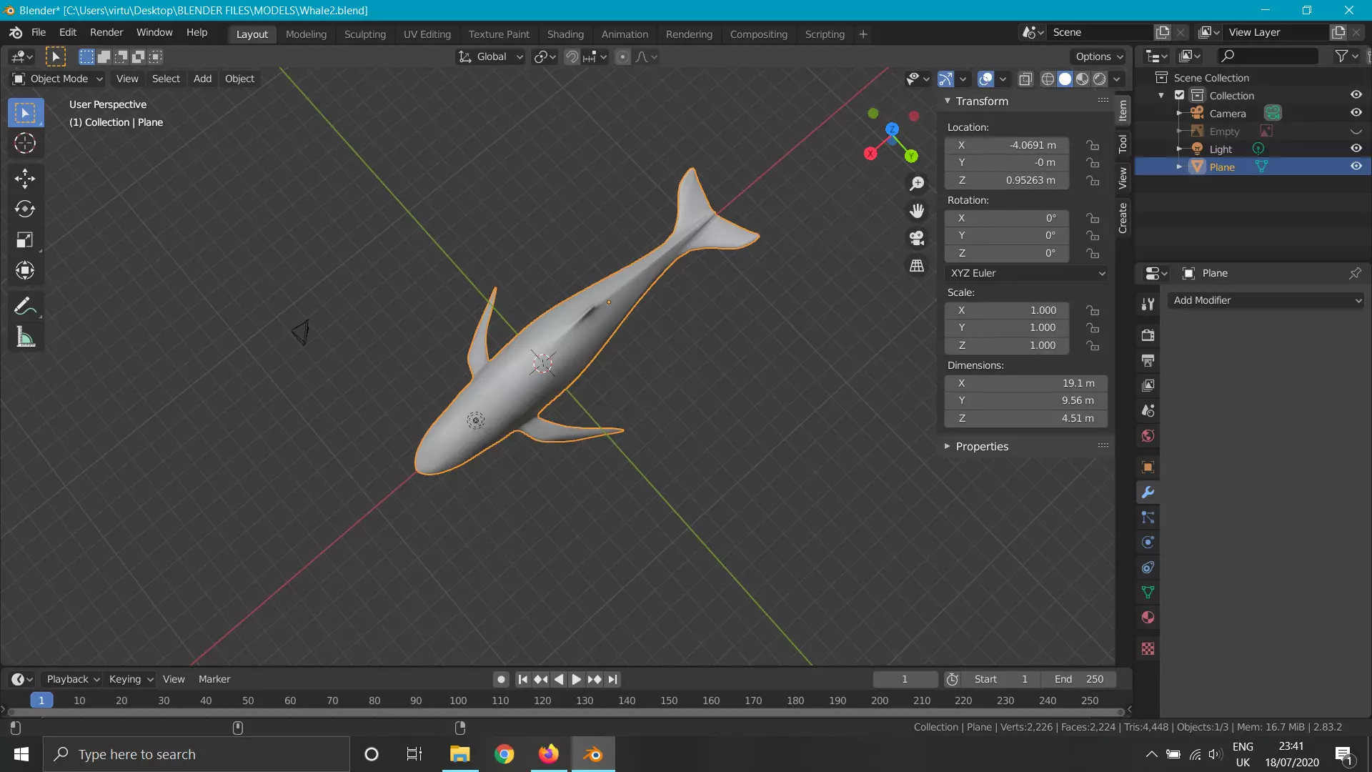 Whale low poly shark Free 3D model