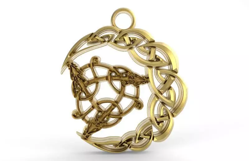 celtic moon pendant 2 3D print model_0