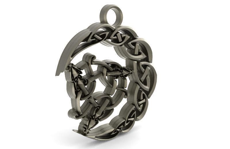 celtic moon pendant 2 3D print model_2