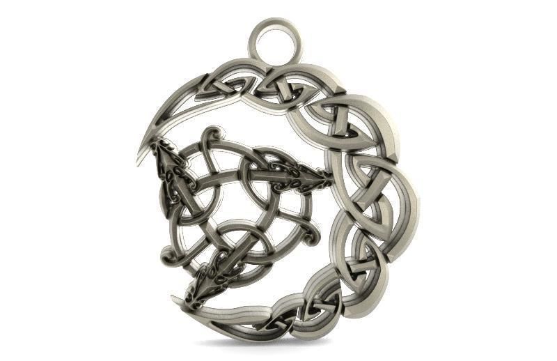 celtic moon pendant 2 3D print model_1