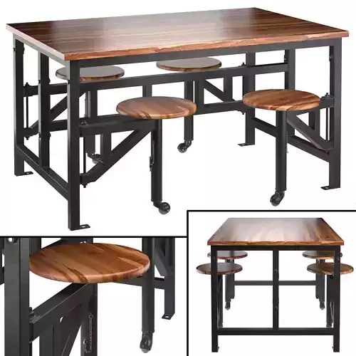 Space table with bar stools 3D model