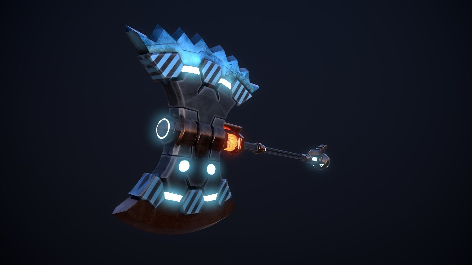 SCI-FI BATTLE AXE Low-poly 3D model_7