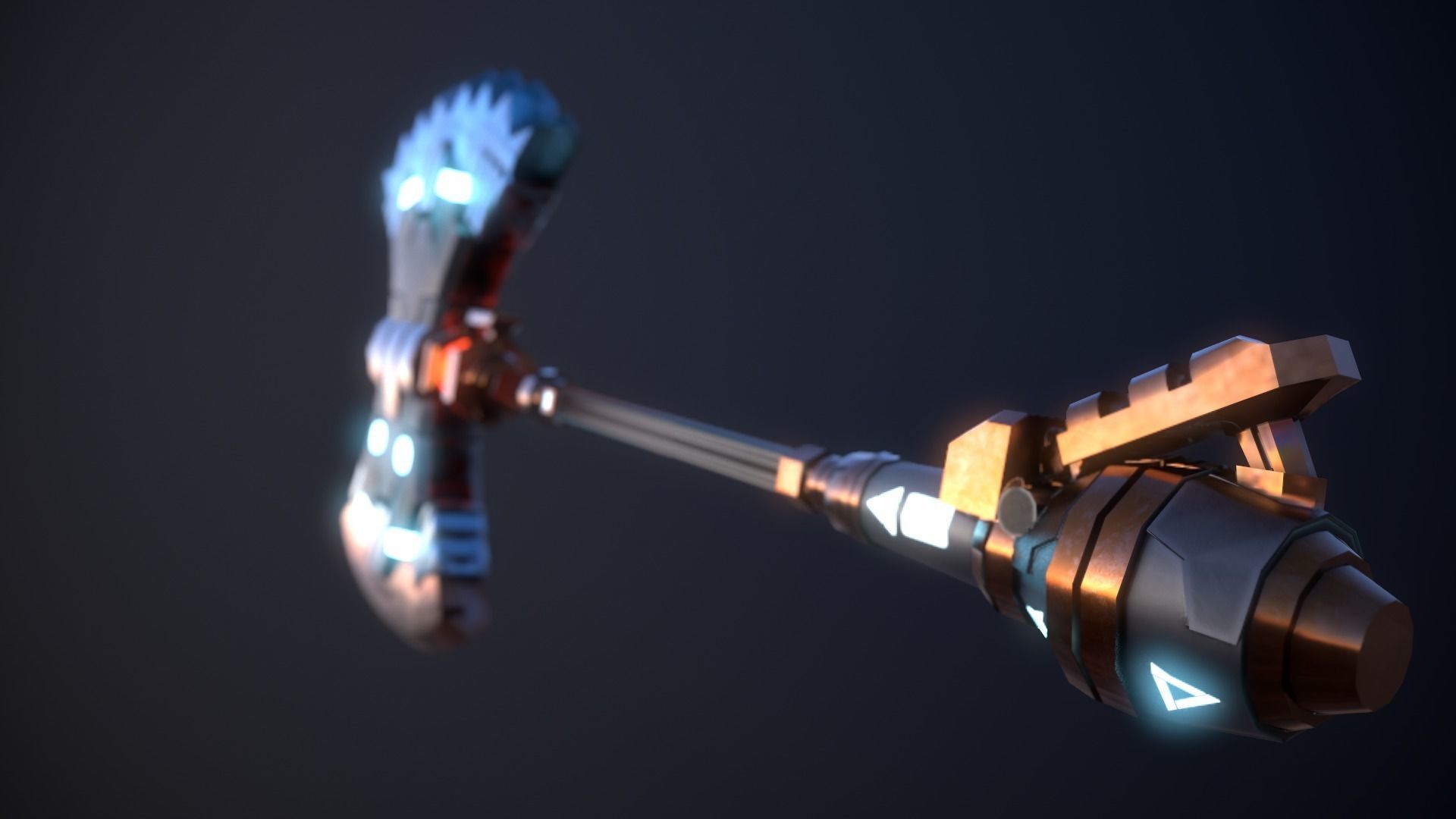 SCI-FI BATTLE AXE Low-poly 3D model_3