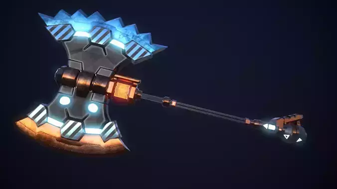 SCI-FI BATTLE AXE Low-poly 3D model