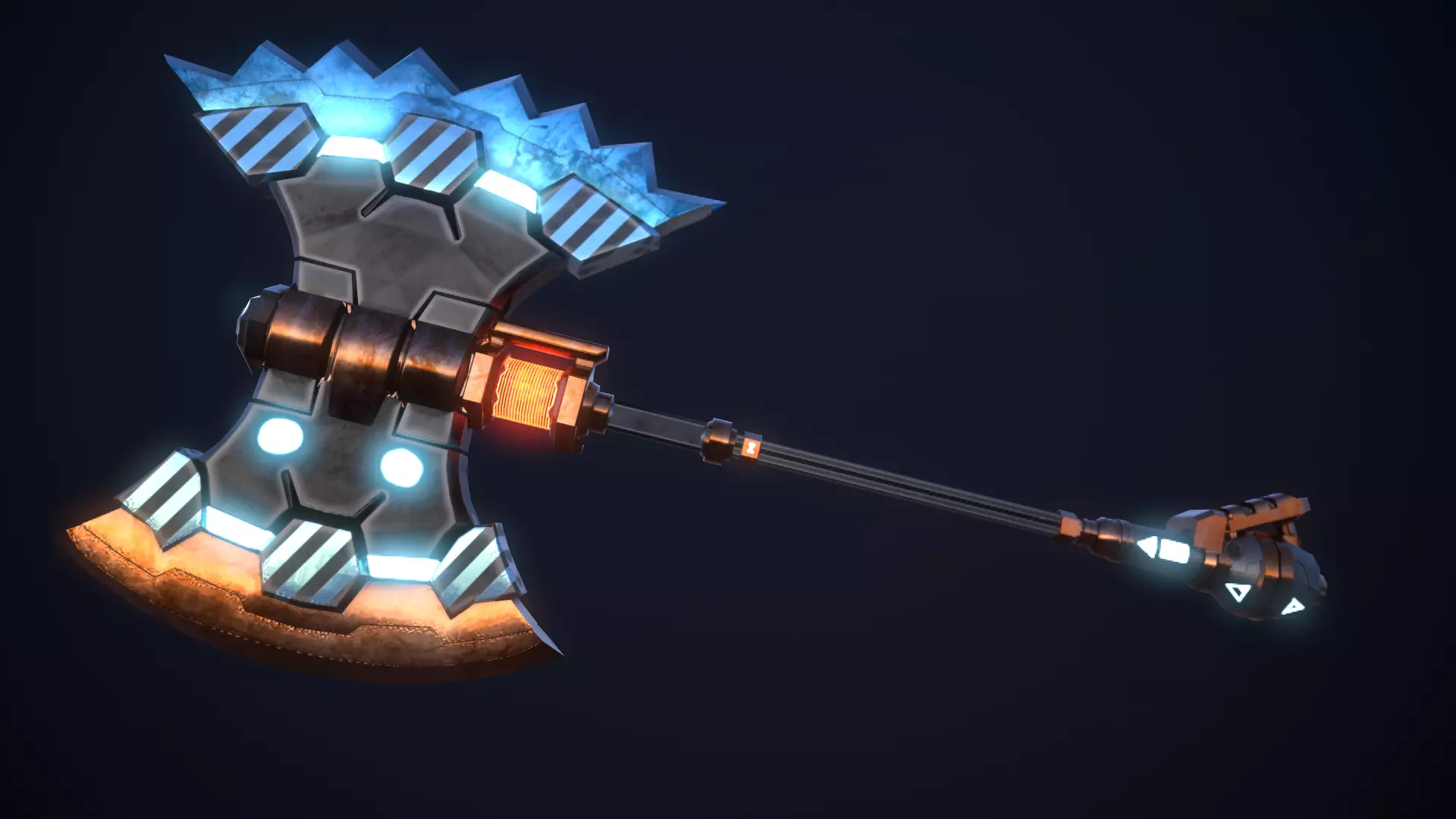 SCI-FI BATTLE AXE Low-poly 3D model_0