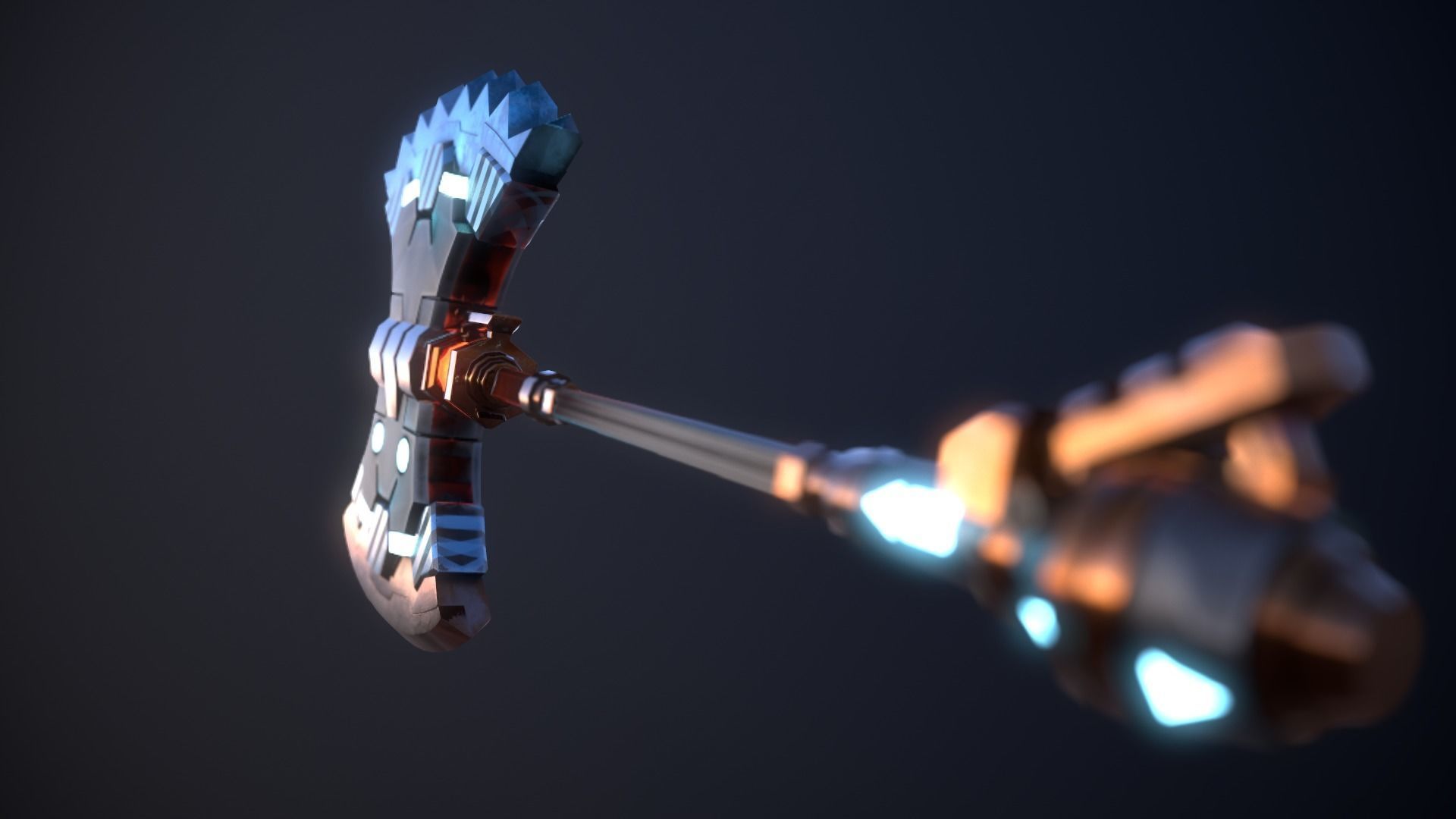 SCI-FI BATTLE AXE Low-poly 3D model_4