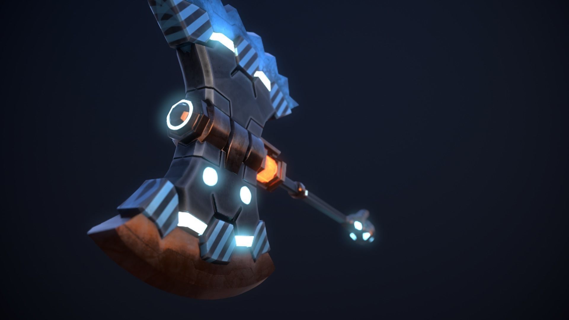 SCI-FI BATTLE AXE Low-poly 3D model_2