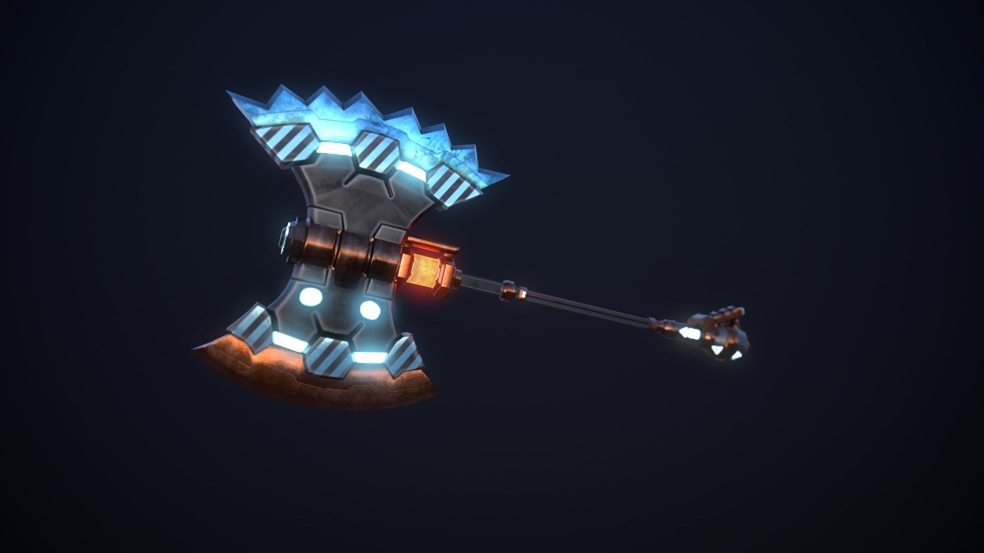 SCI-FI BATTLE AXE Low-poly 3D model_5