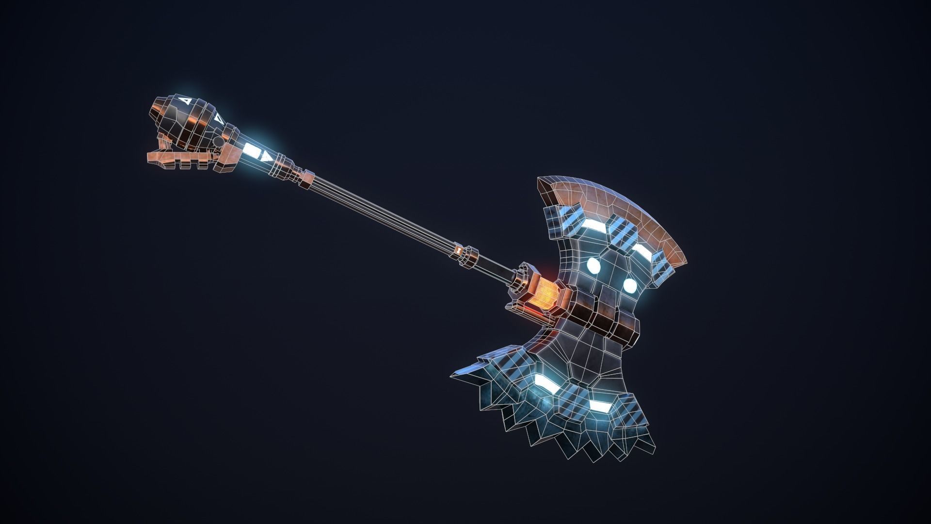 SCI-FI BATTLE AXE Low-poly 3D model_10