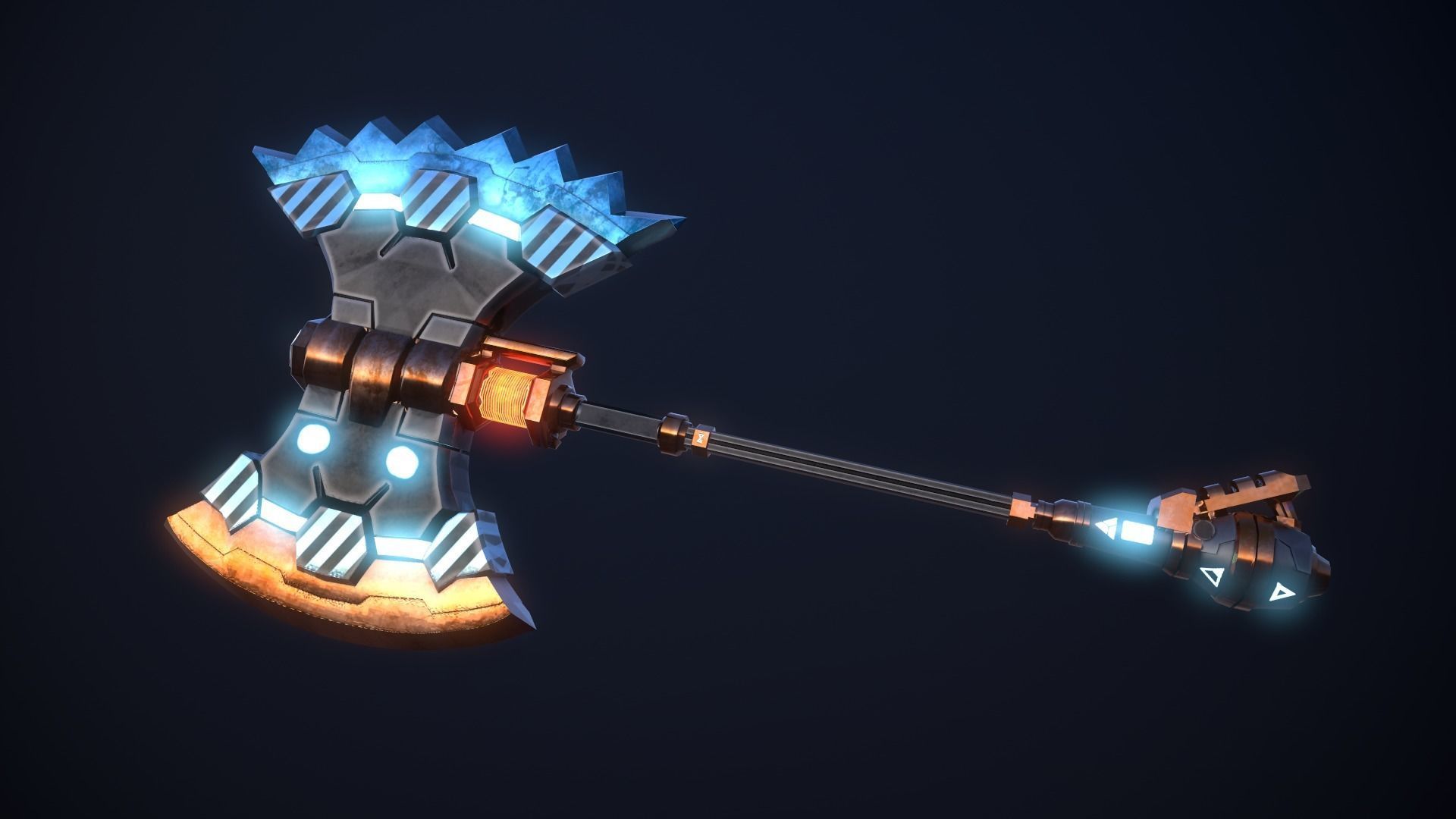 SCI-FI BATTLE AXE Low-poly 3D model_6