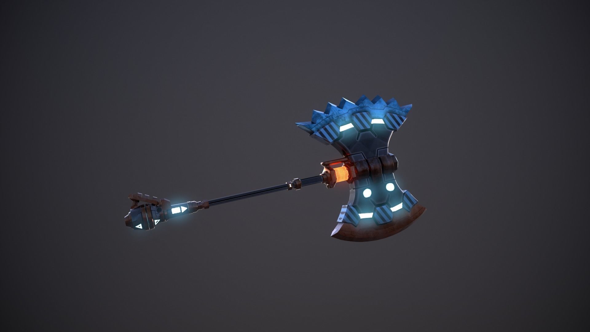 SCI-FI BATTLE AXE Low-poly 3D model_8