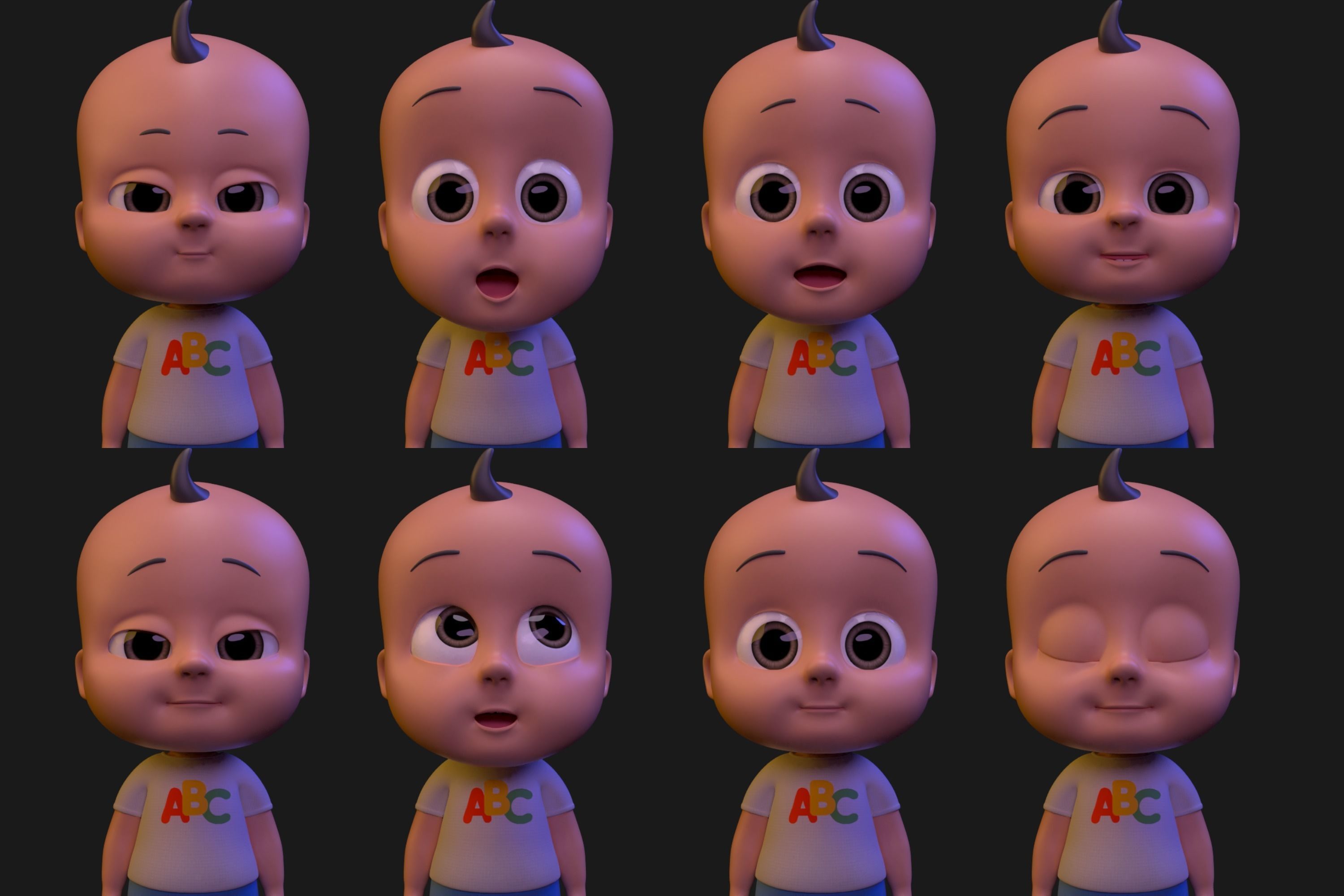 Cartoon Baby Boy Rigged 3D model 3D model_11