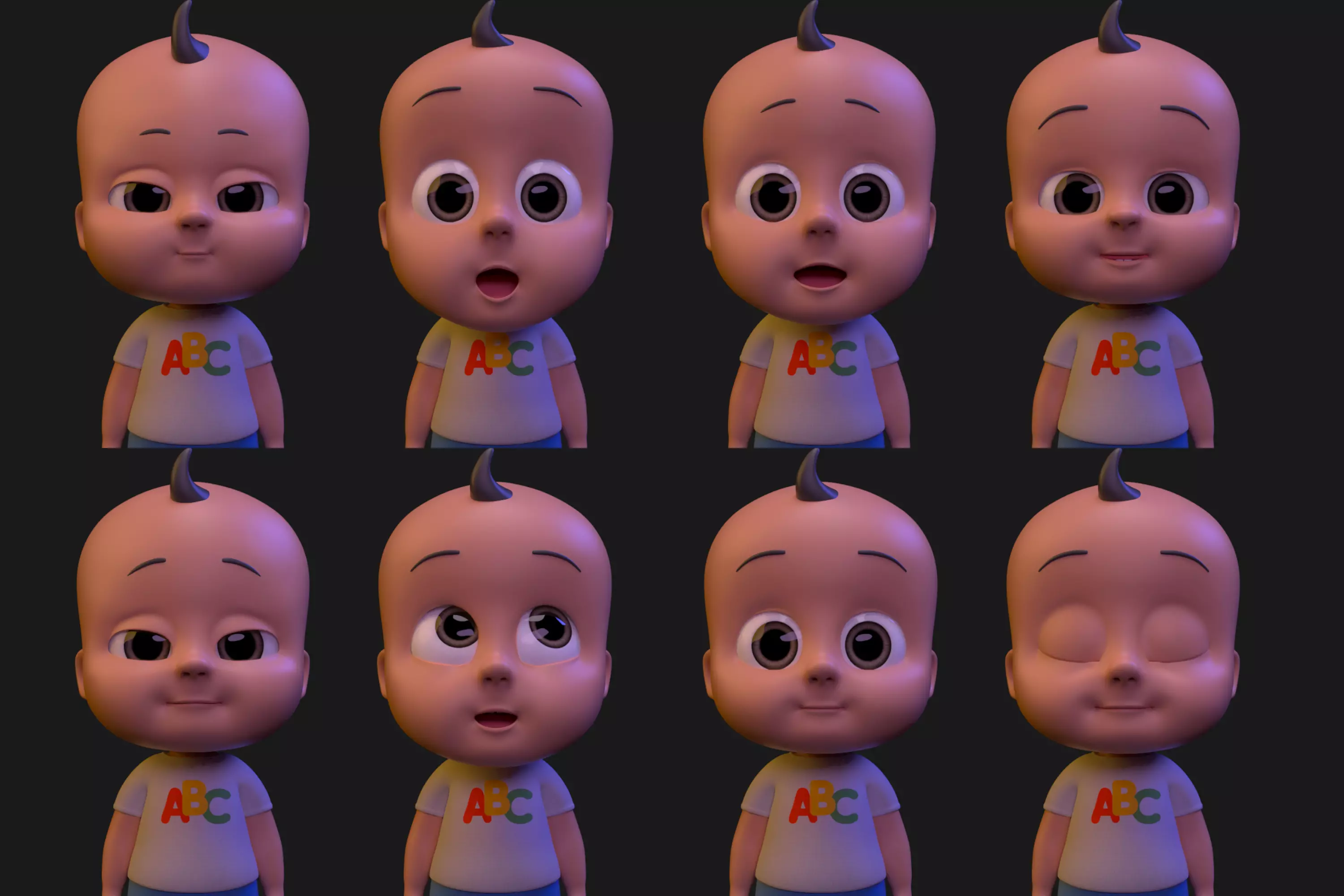 Cartoon Baby Boy Rigged 3D model 3D model_0