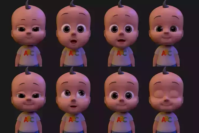 Cartoon Baby Boy Rigged 3D model 3D model