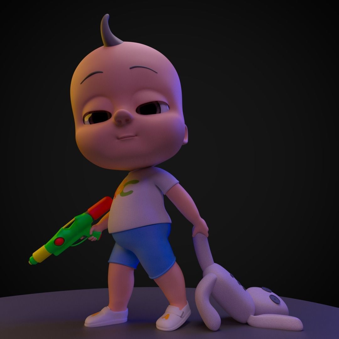Cartoon Baby Boy Rigged 3D model 3D model_2