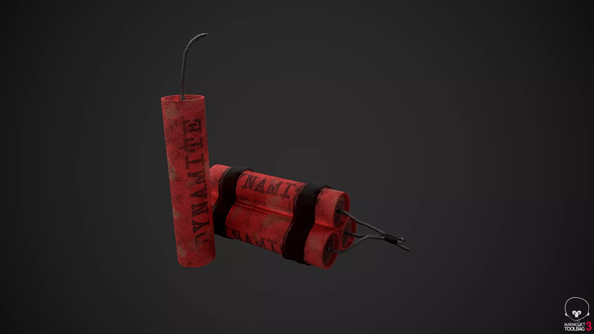 Dynamite two grenades Low-poly 3D model_0