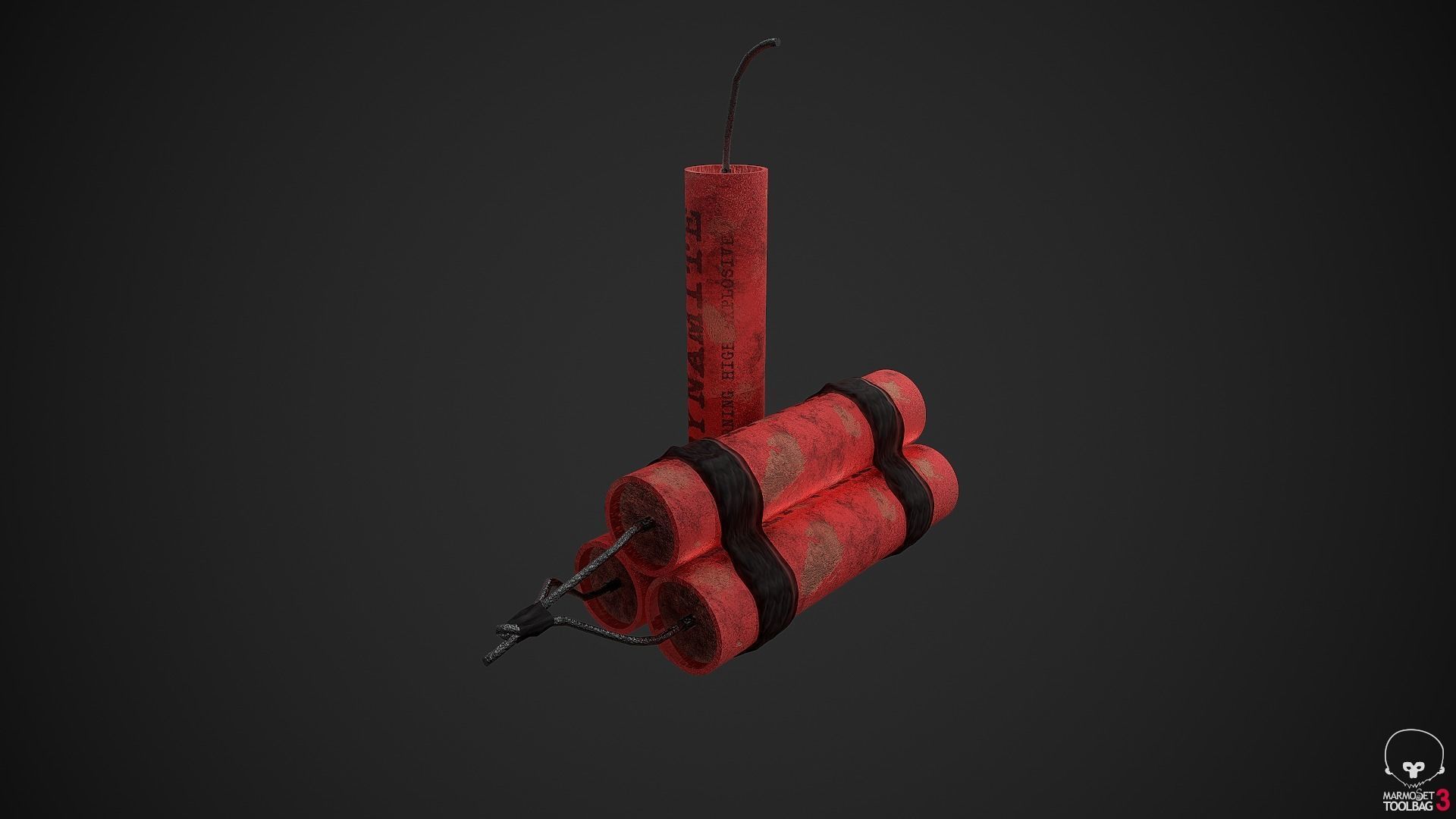 Dynamite two grenades Low-poly 3D model_3