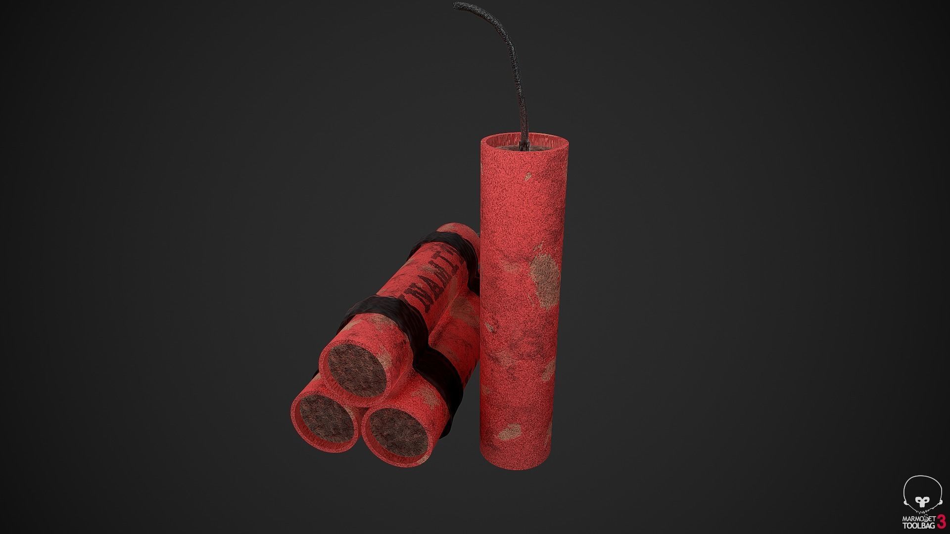 Dynamite two grenades Low-poly 3D model_2