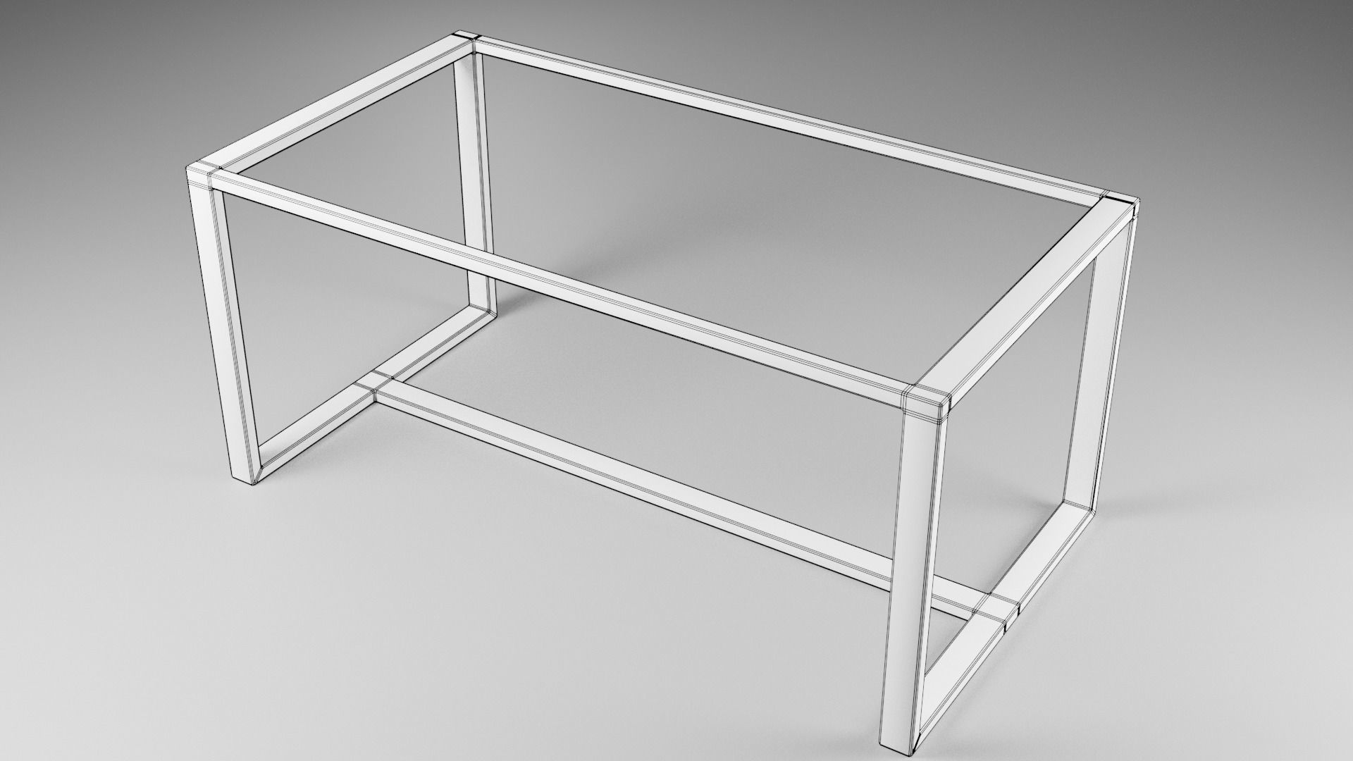 Loft style table Low-poly 3D model_4