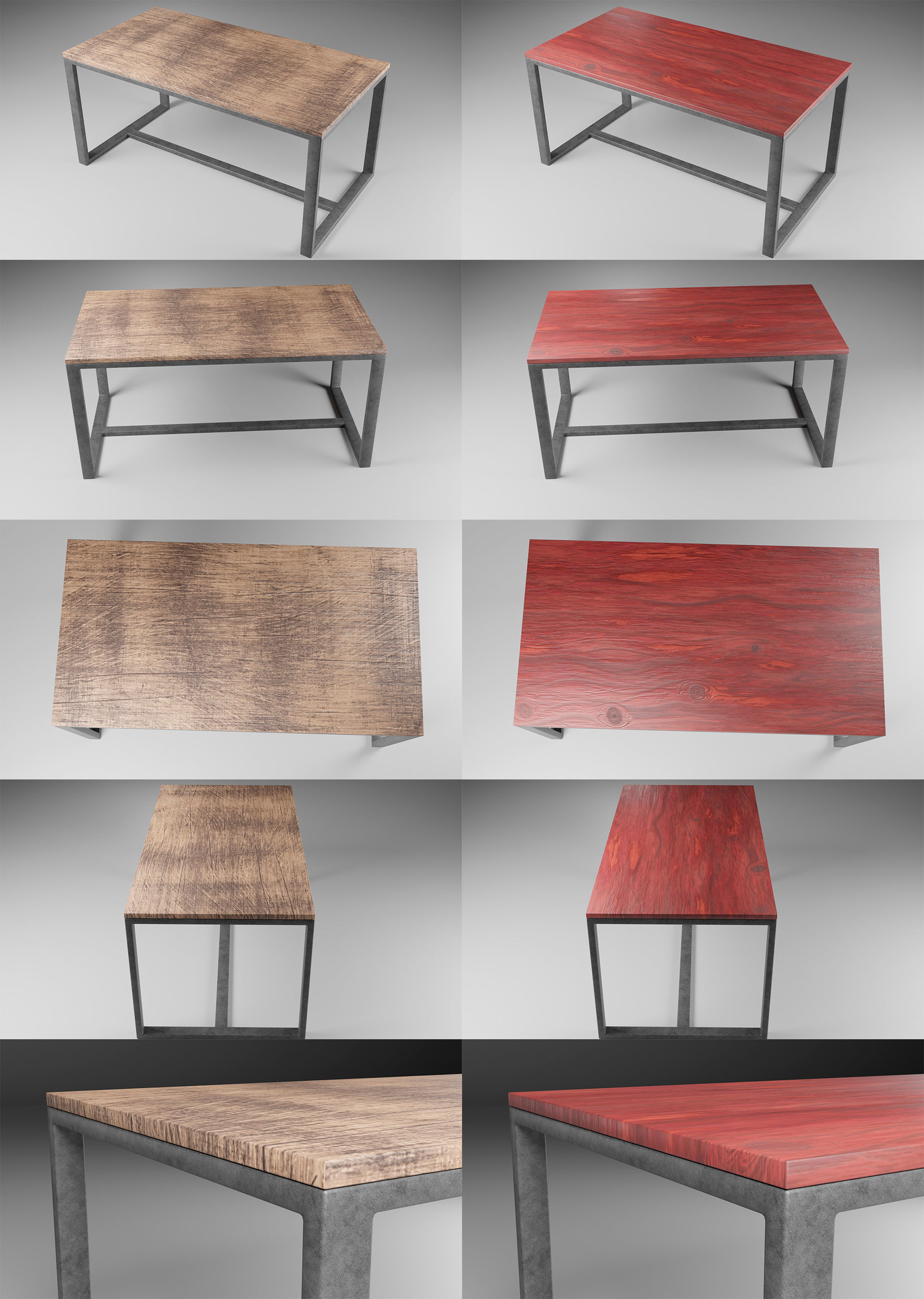 Loft style table Low-poly 3D model_6