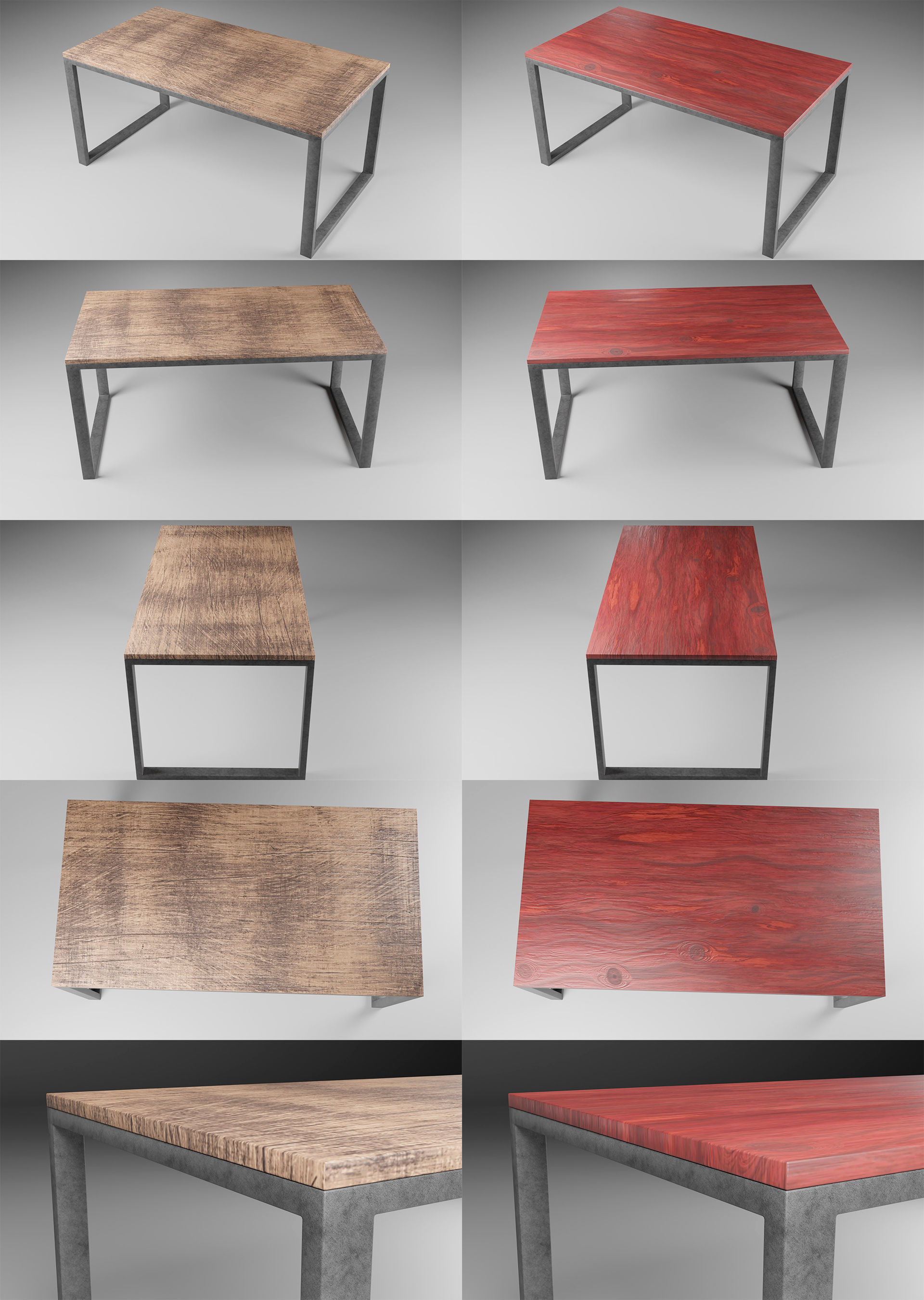 Loft style table Low-poly 3D model_7