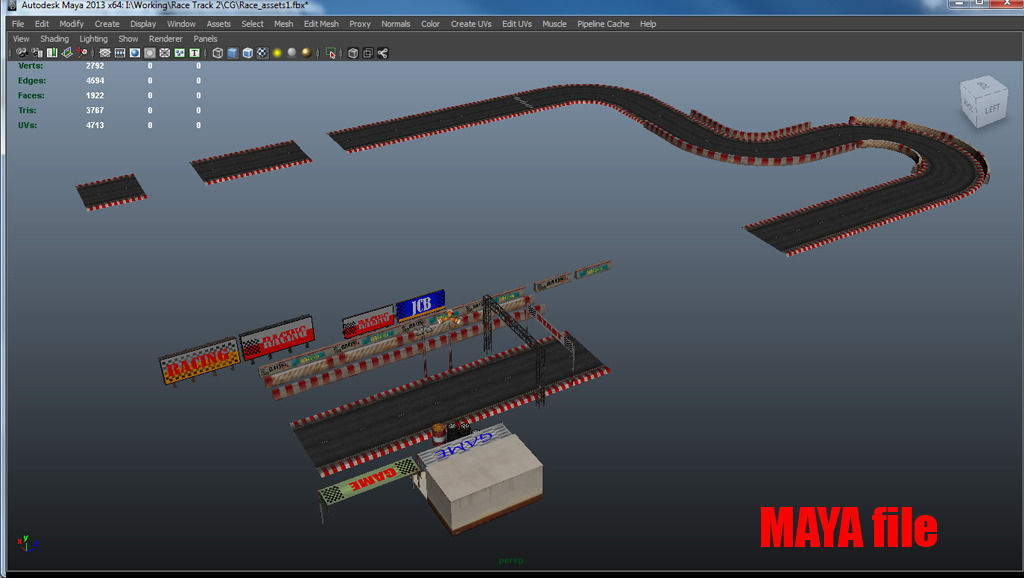 Racing track Low-poly 3D model_3