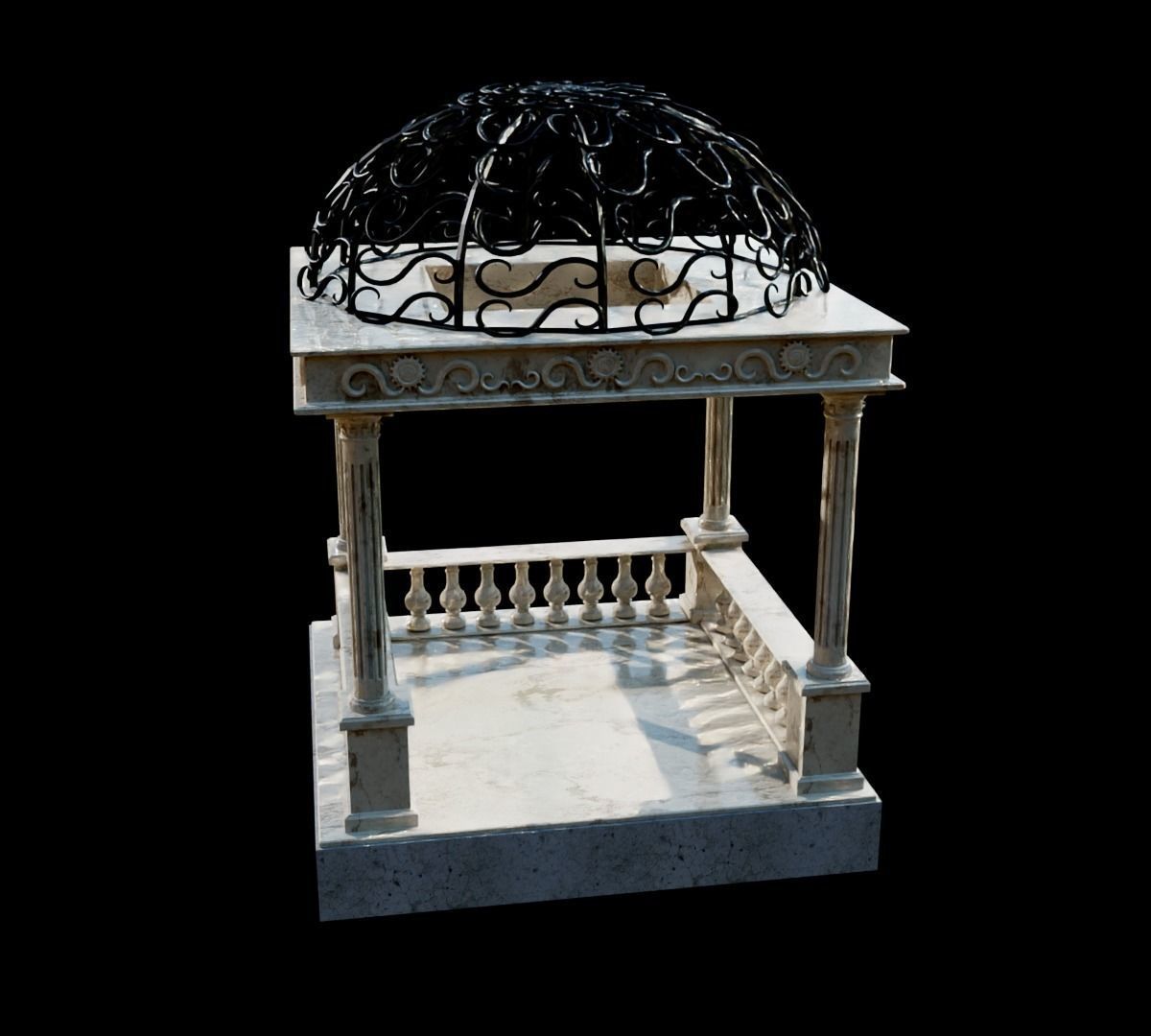 Gazebo in classic style garden furniture 3D model_1