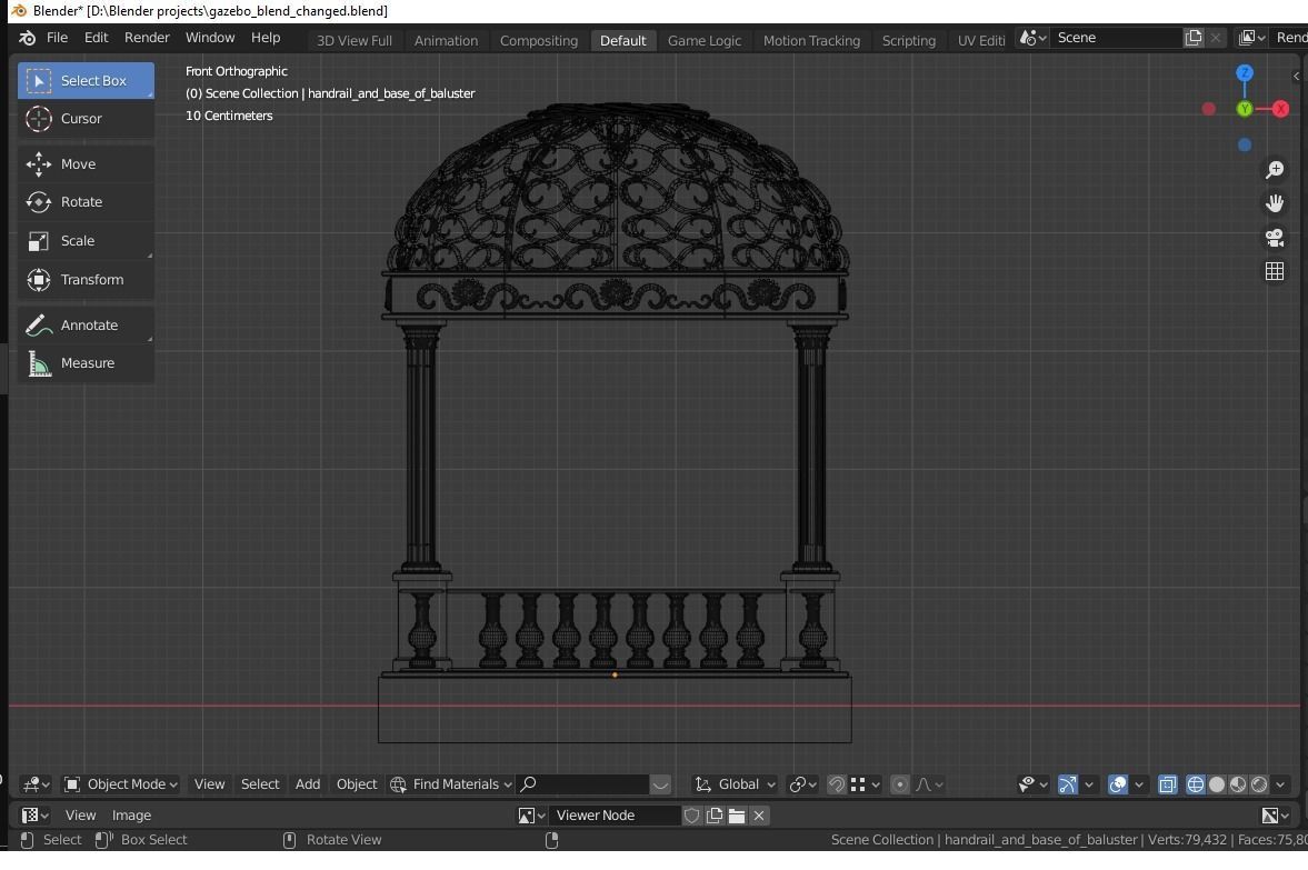 Gazebo in classic style garden furniture 3D model_3