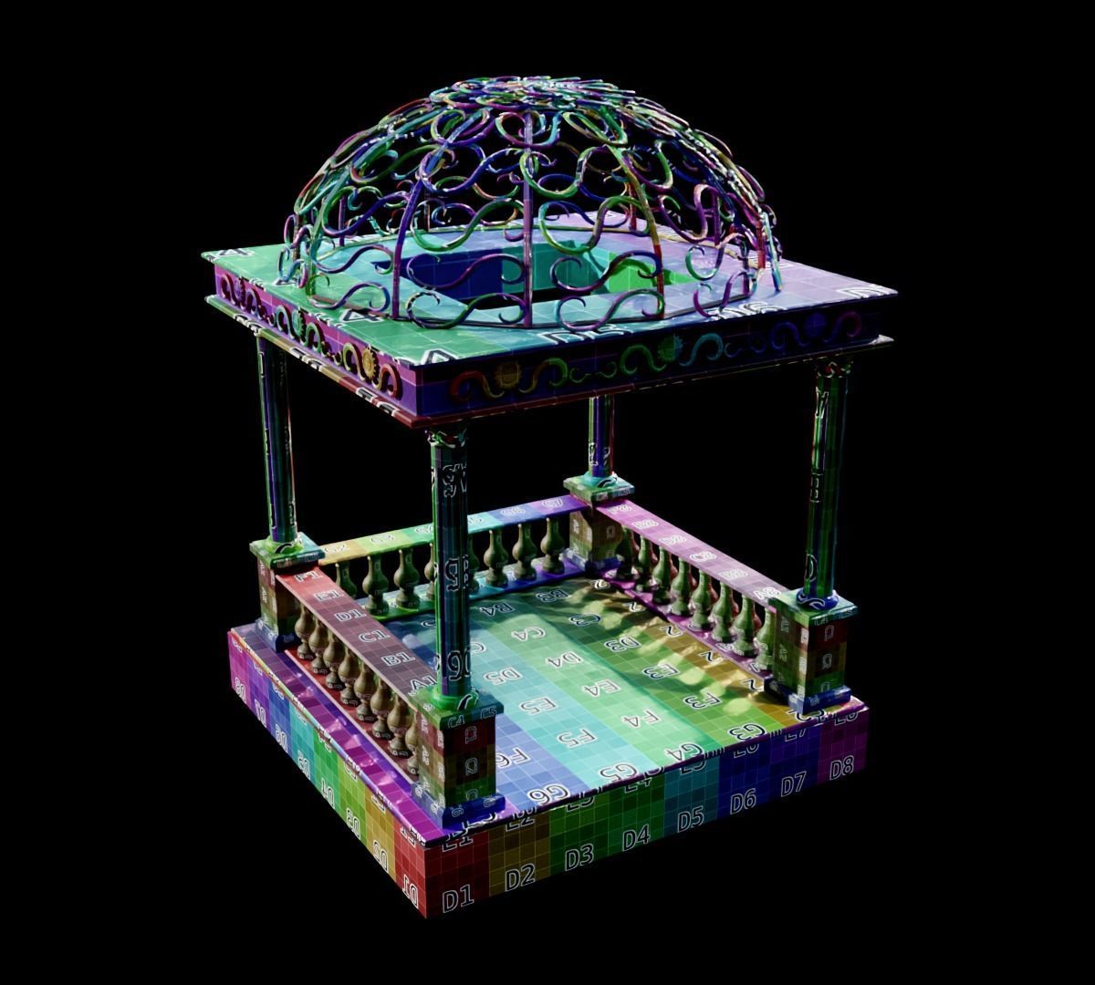 Gazebo in classic style garden furniture 3D model_2