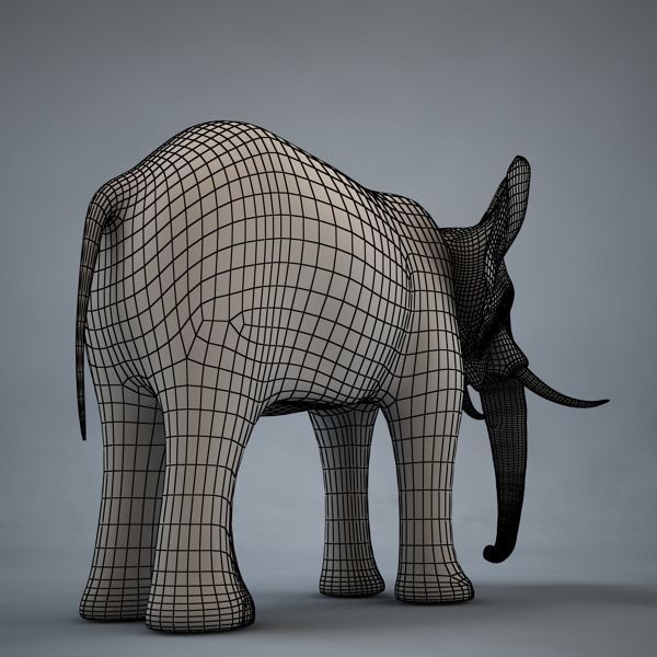 Elephant with long tusks 3D model_10