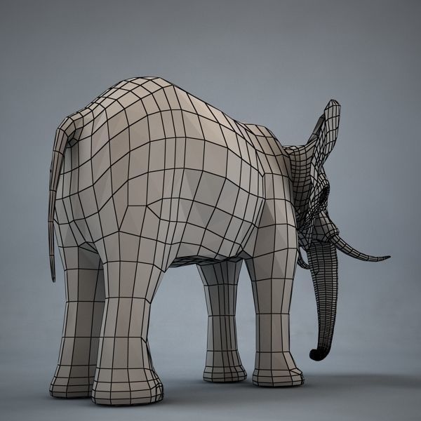 Elephant with long tusks 3D model_9