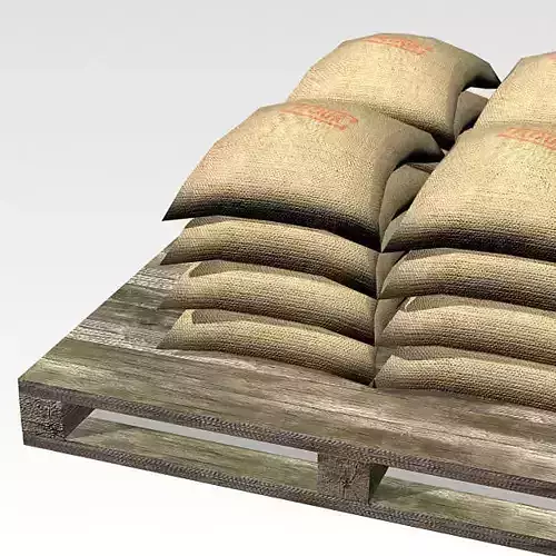 Bag 02 flour bags on pallets Low-poly 3D model