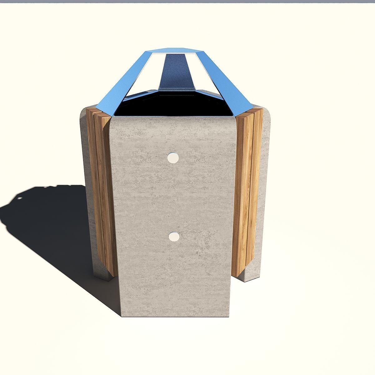Trash concrete can 3D model_1