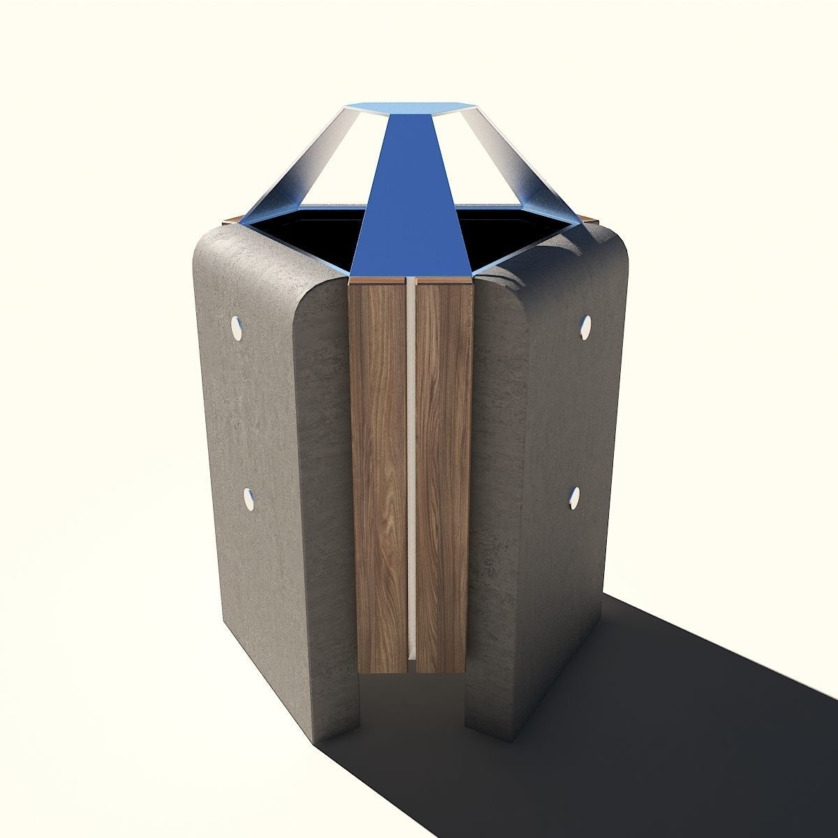 Trash concrete can 3D model_2