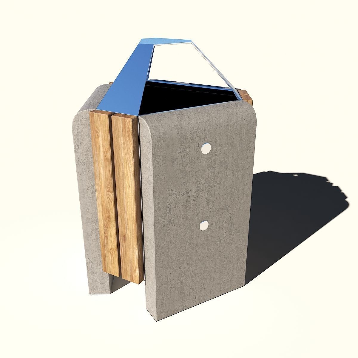 Trash concrete can 3D model_3