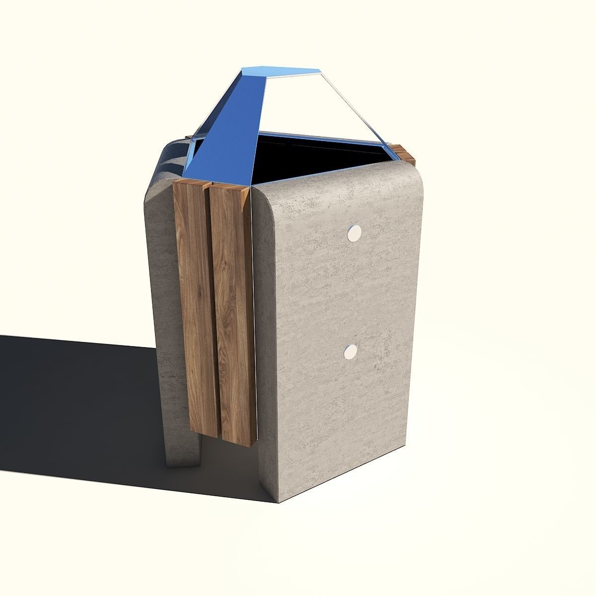Trash concrete can 3D model_0