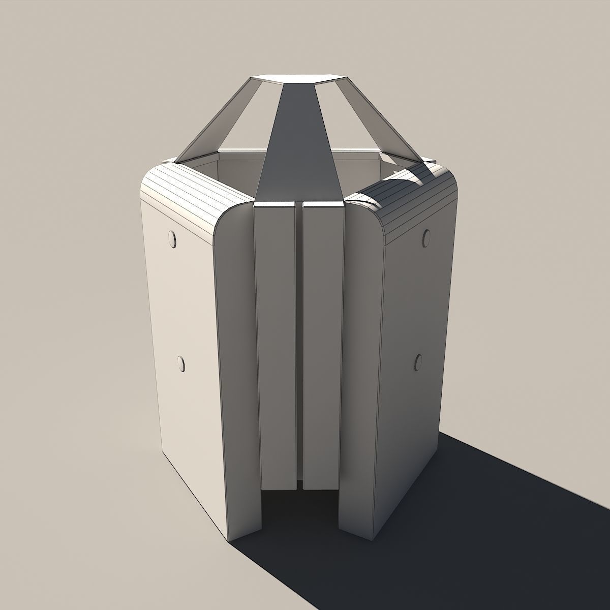 Trash concrete can 3D model_7