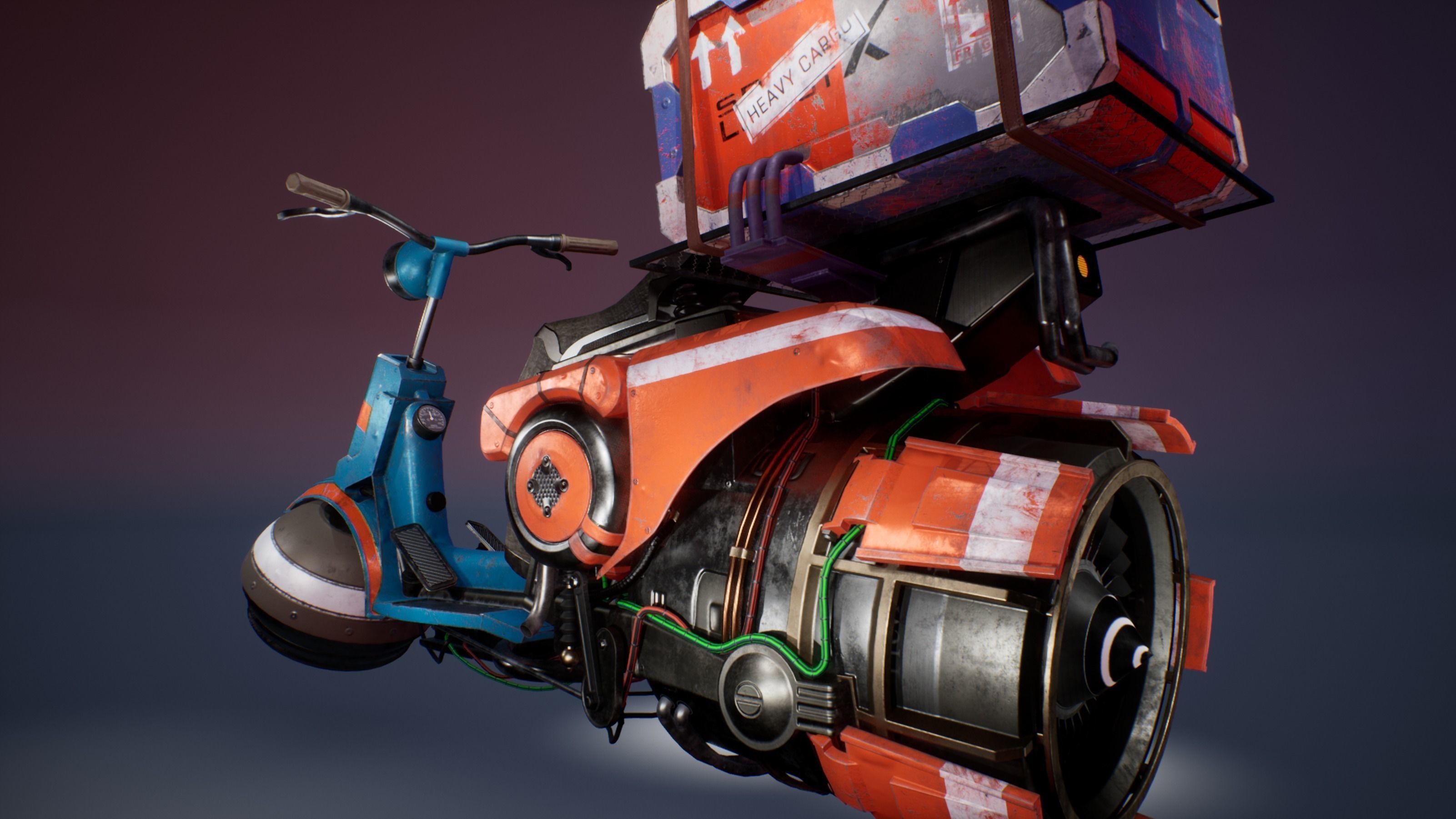 Hover Bike Low-poly 3D model_4