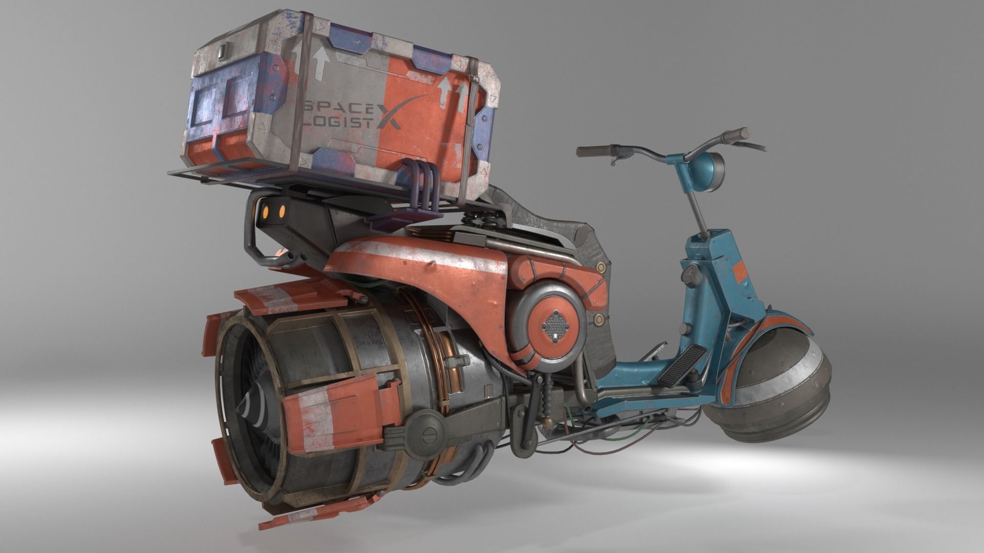 Hover Bike Low-poly 3D model_9
