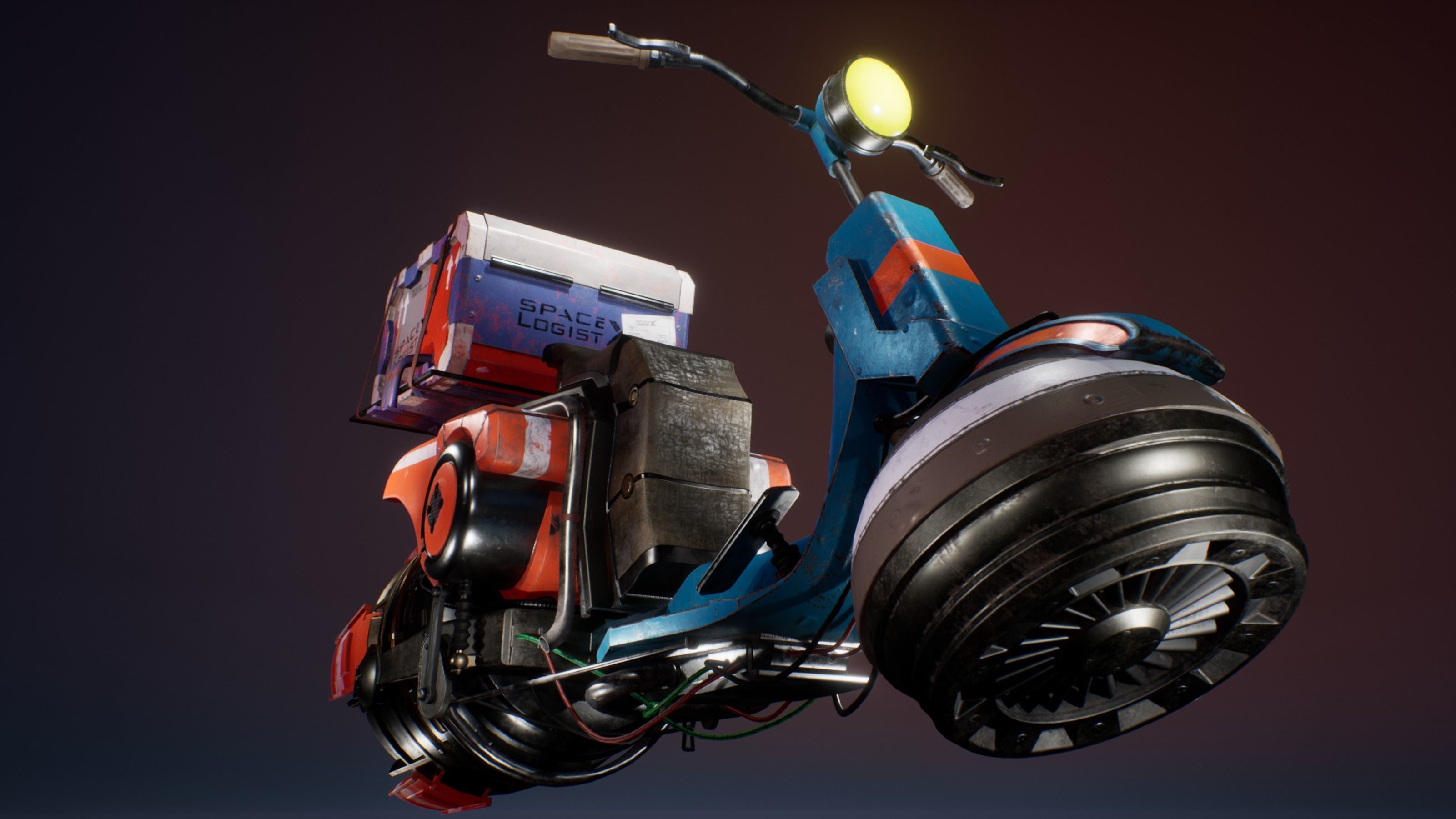 Hover Bike Low-poly 3D model_7