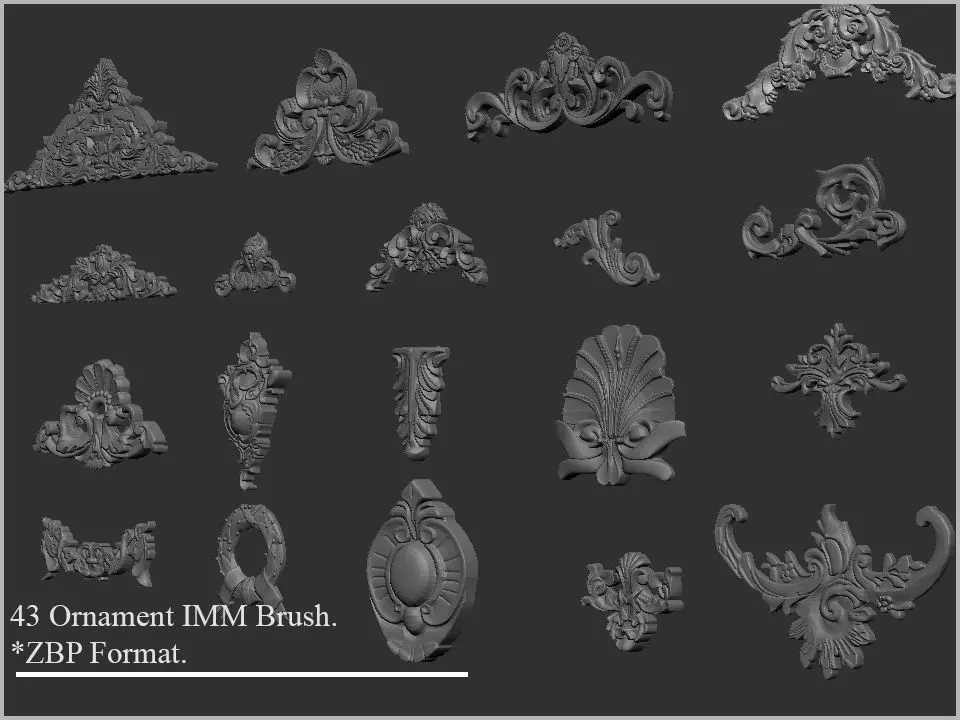 43 Ornament IMM Brush For Zbrush  3D model_0