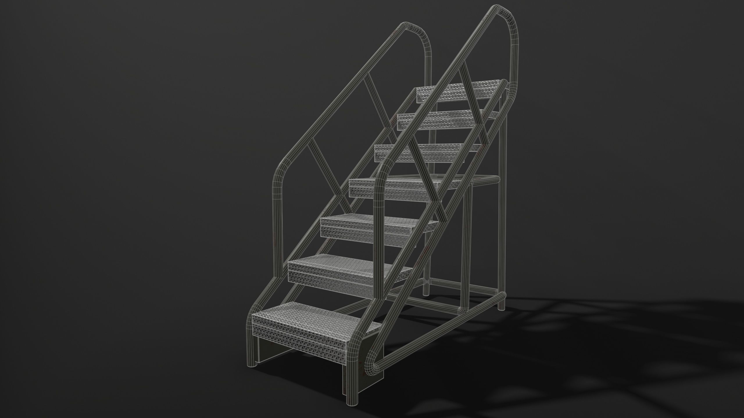 Stairs green Low-poly 3D model_4