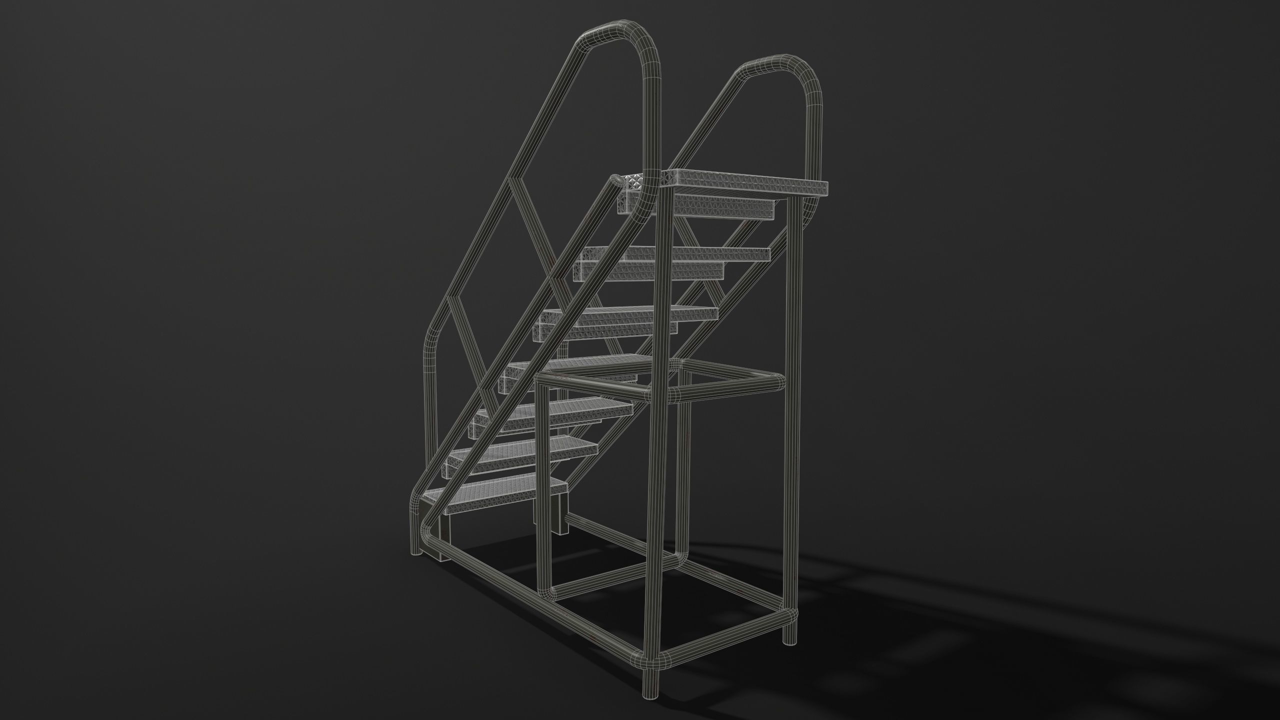 Stairs green Low-poly 3D model_3