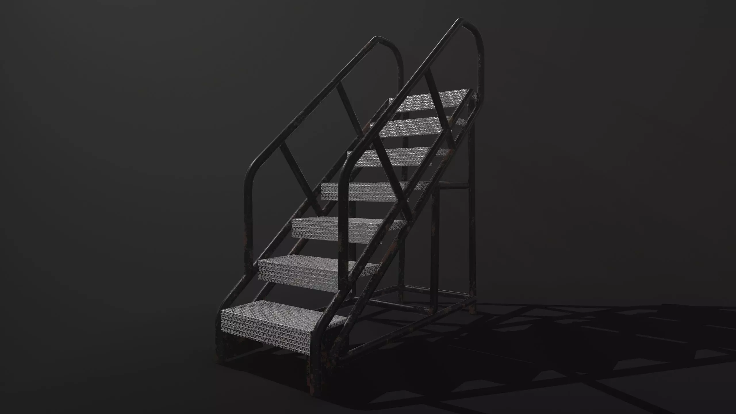Stairs black Low-poly 3D model_0