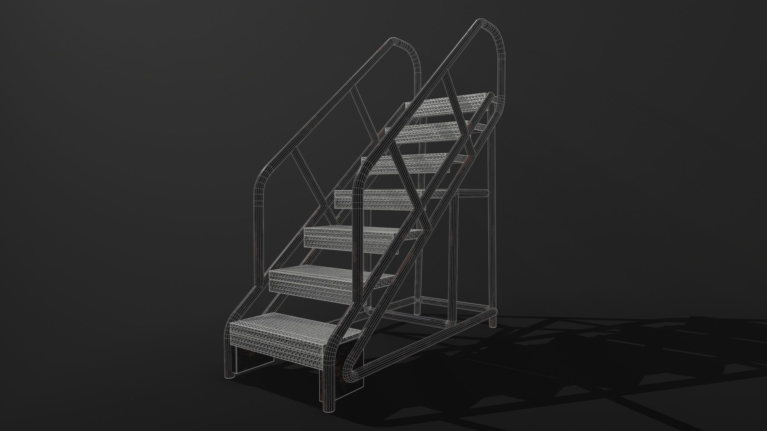 Stairs black Low-poly 3D model_1