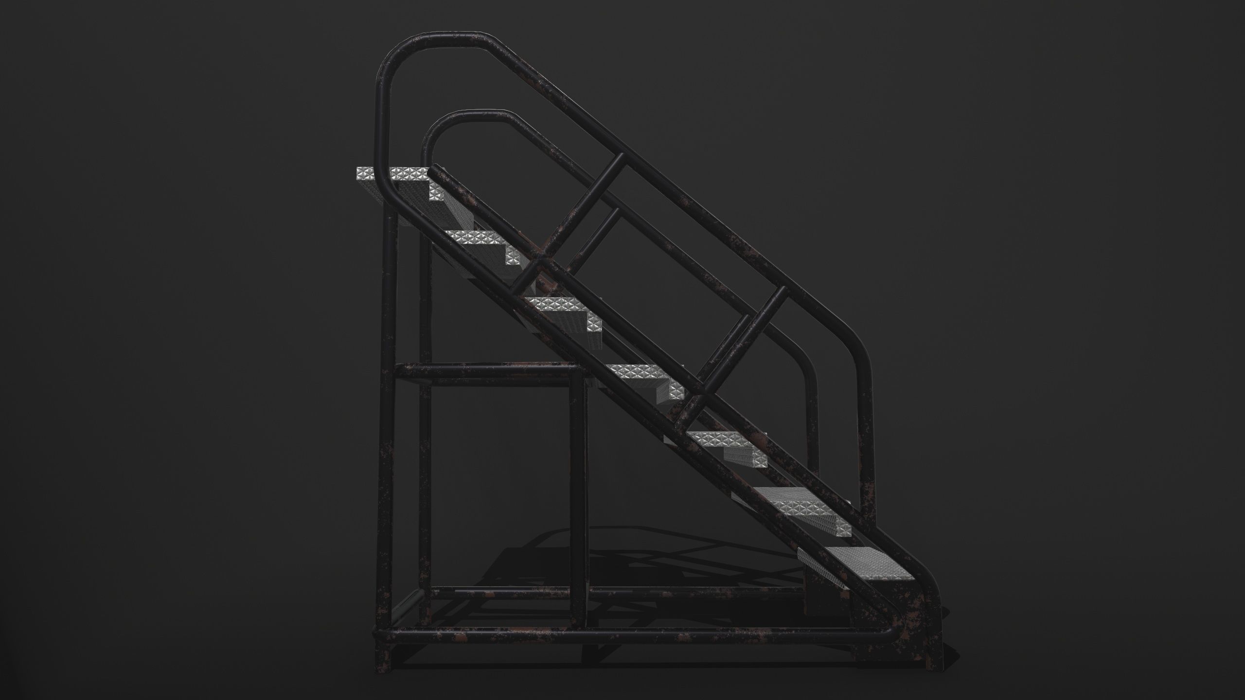 Stairs black Low-poly 3D model_5